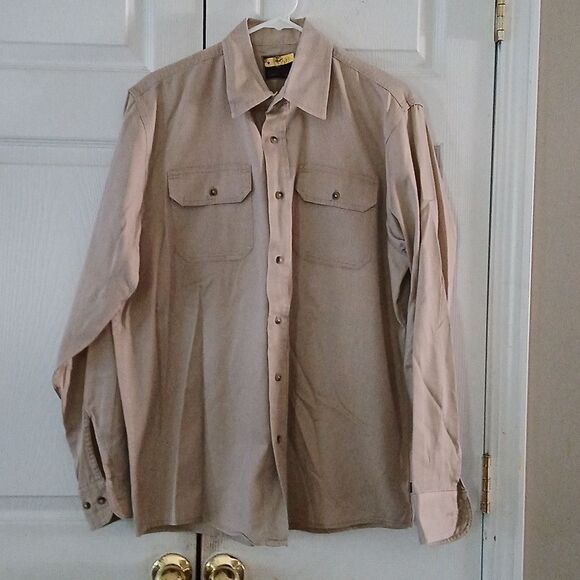 Wrangler tan button down long sleeve casual  work shirt Sz M - Picture 1 of 6
